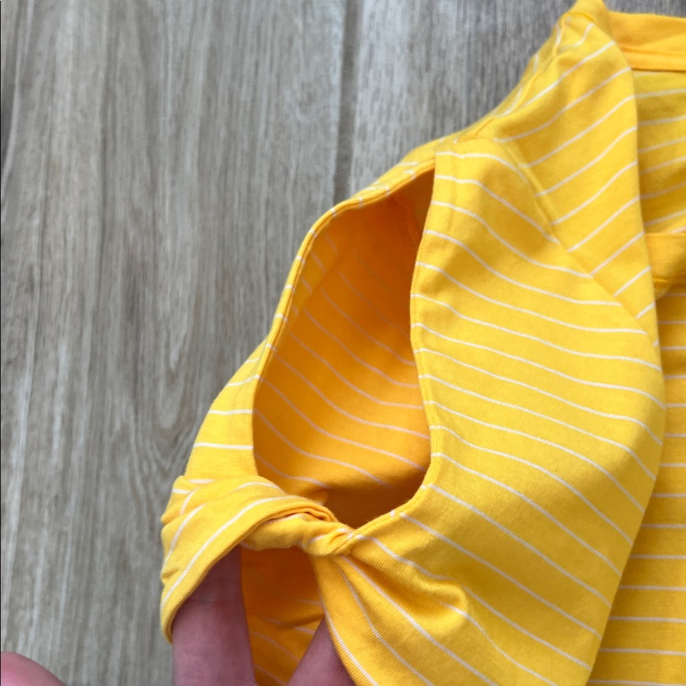 NEW CALIA by Carrie Underwood Yellow Striped Short Sleeve Tee - Picture 4 of 8